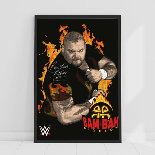 WWE Print - Bam Bam Bigelow Flames Poster