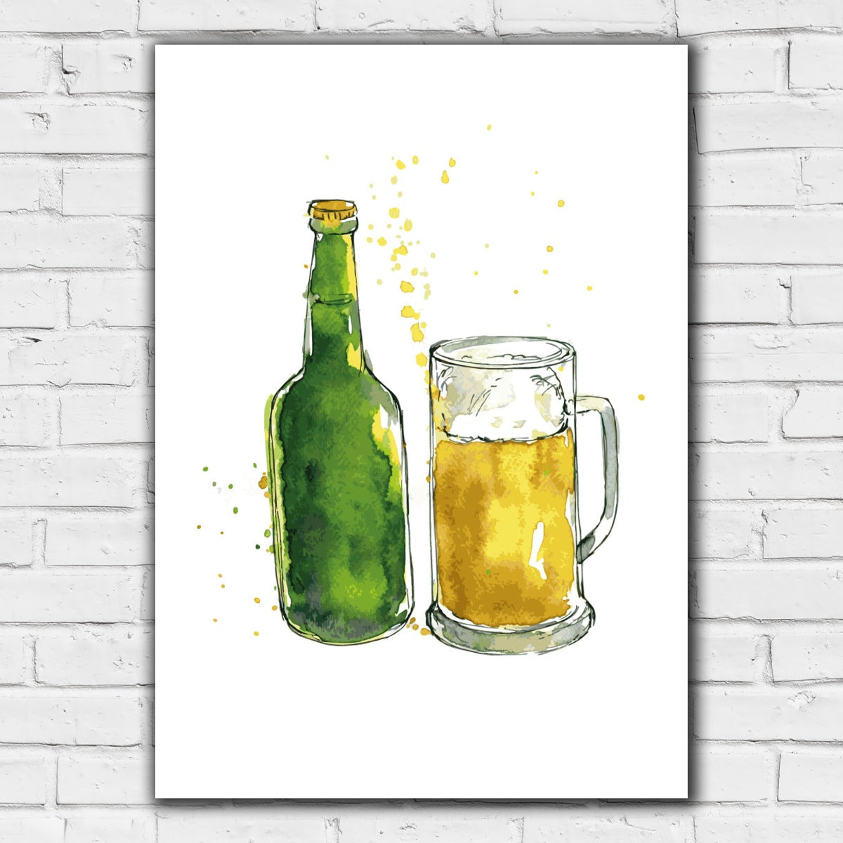Alcohol Print - Beer Bottle and Pint Glass