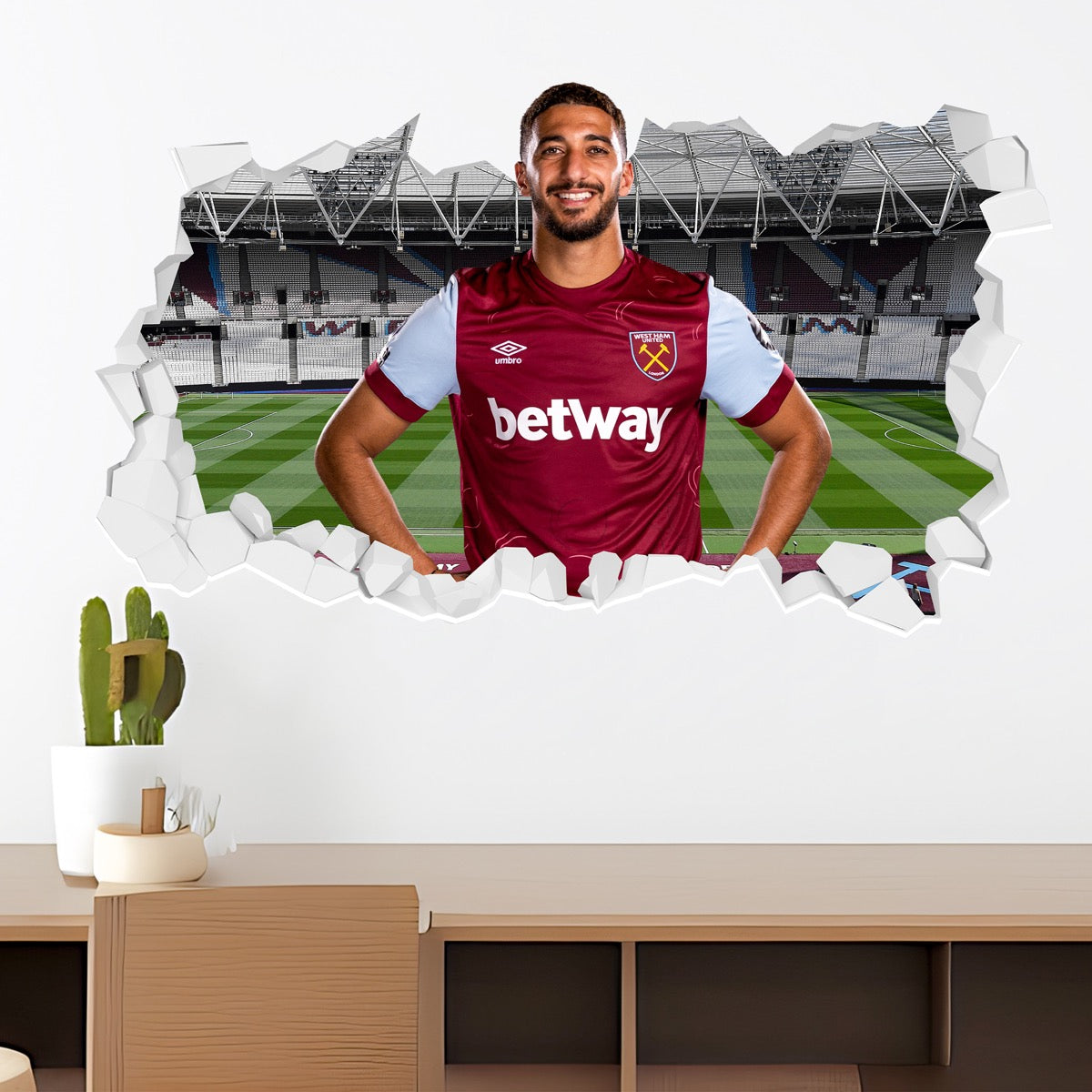 West Ham United Football Club - Benrahma 23/24 Broken Wall Sticker + Hammers Decal Set