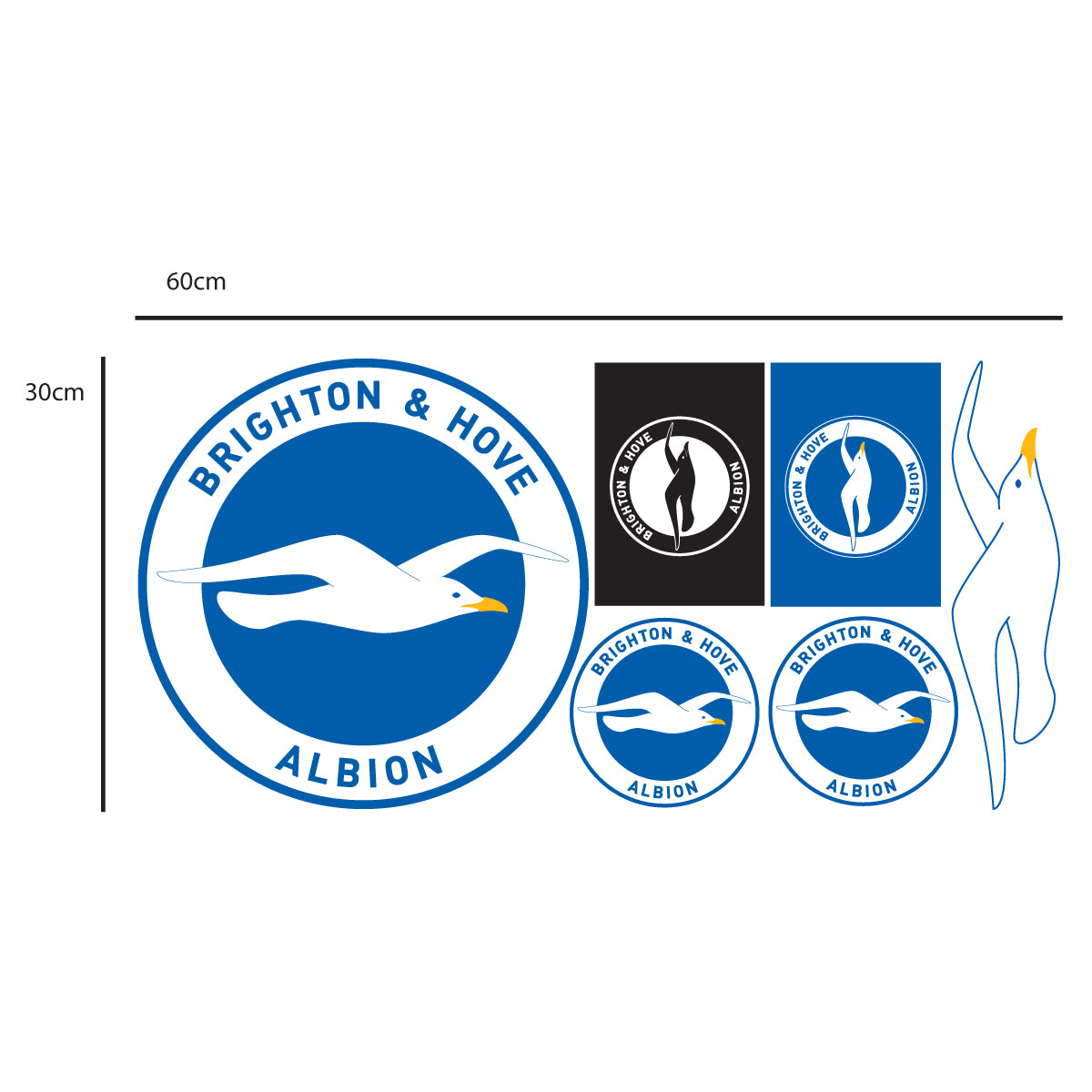 Brighton and Hove Albion FC Personalised Name and Crest Wall Sticker