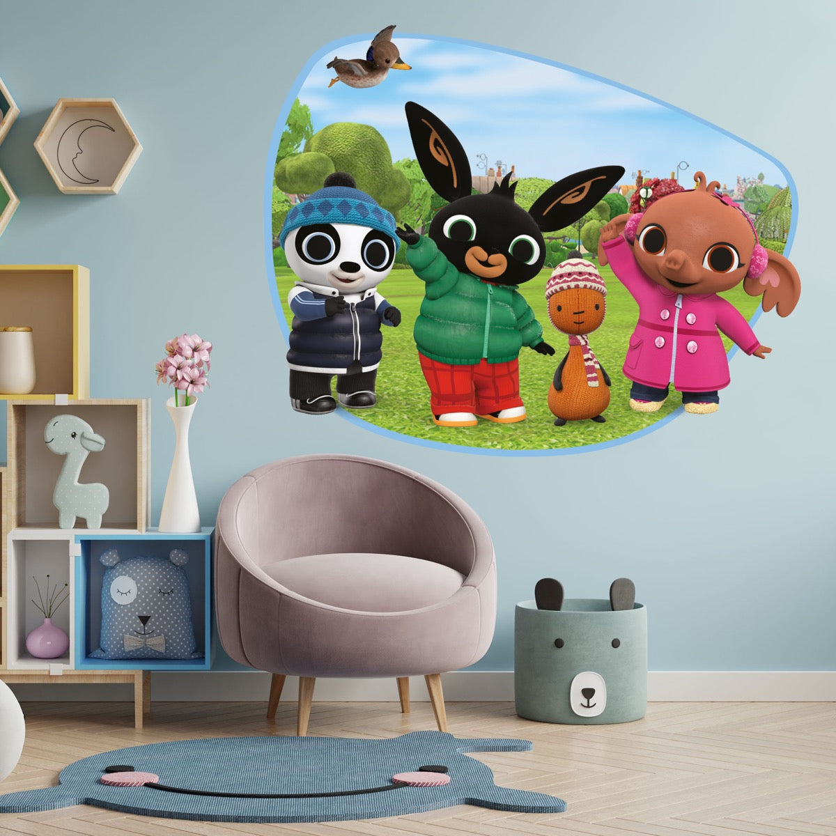 Bing Wall Sticker - Bing and Friends Outside Waving Wall Decal