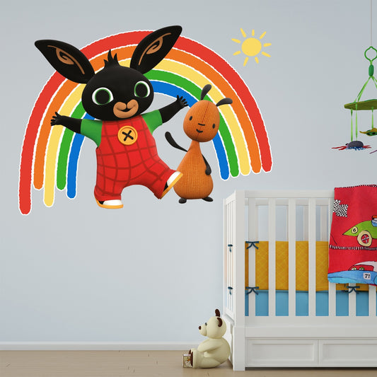 Bing Wall Sticker - Bing and Flop with Rainbow and Sun Wall Decal
