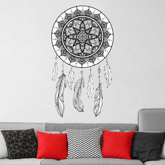 Mandala Wall Sticker - Black and White Mandala Dreamcatcher