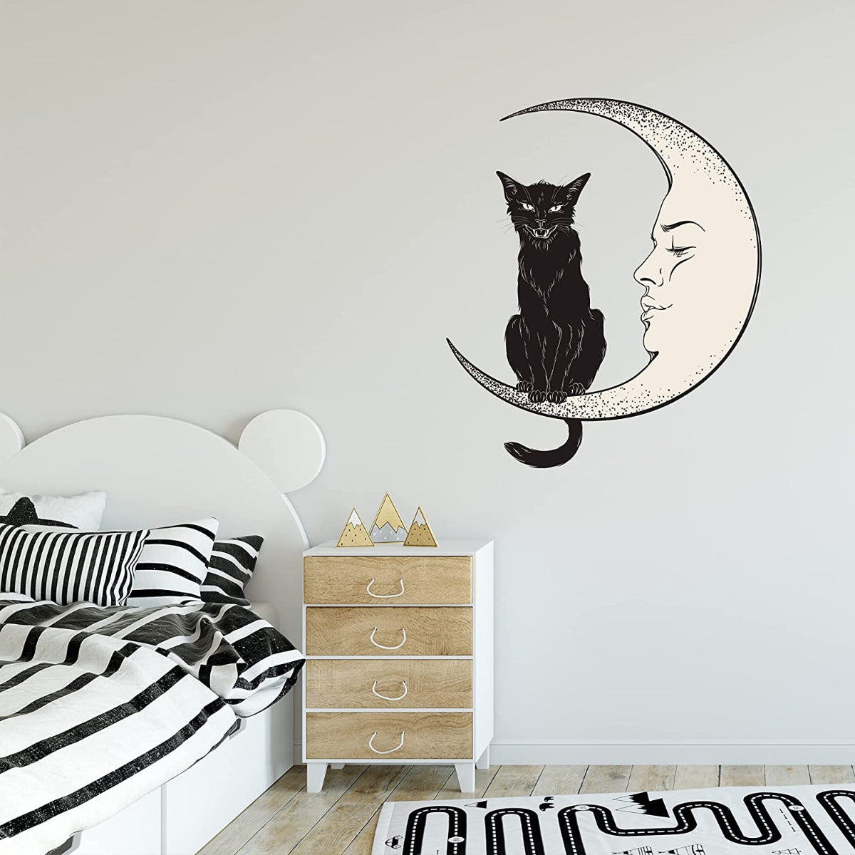 Black Cat Sat On Moon Wall Sticker