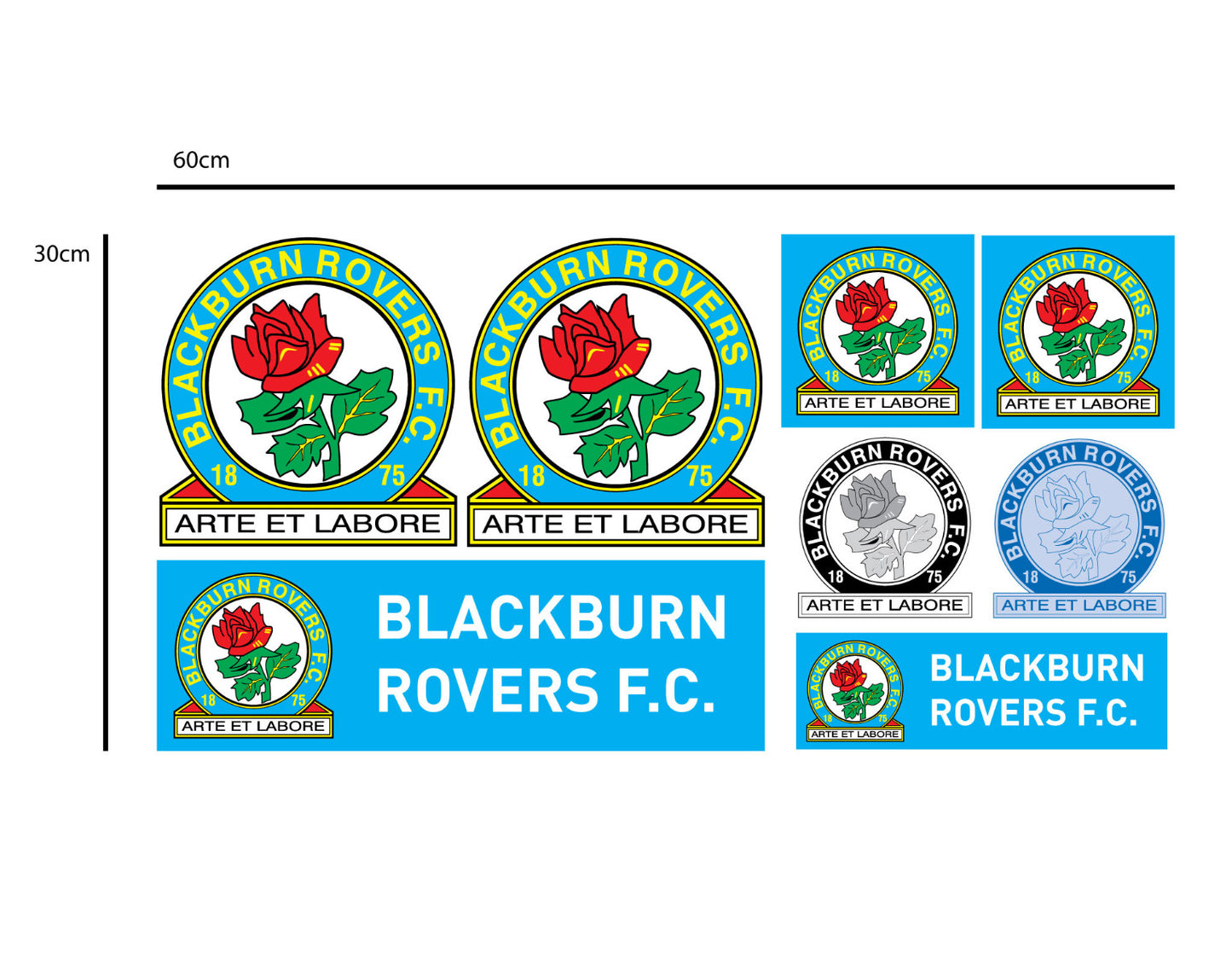 Blackburn Rovers F.C. - Personalised Name & Crest + Wall Sticker Set