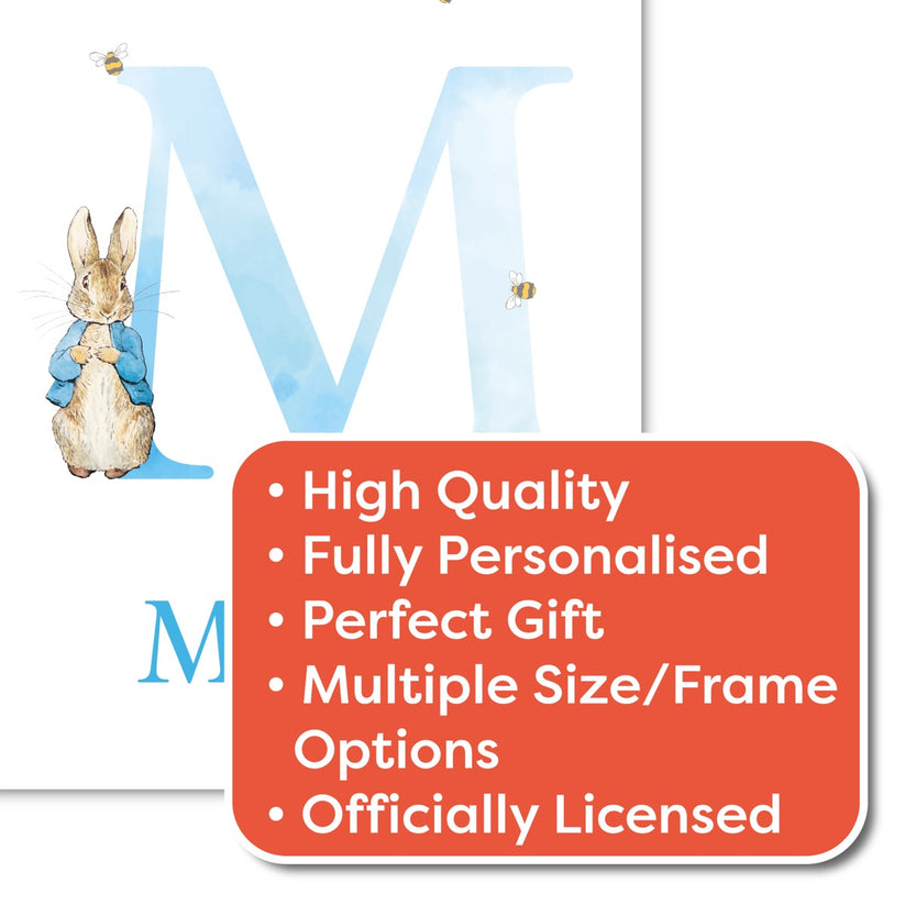 Peter Rabbit Print - Blue Letter and Personalised Name – www.themed.co.uk