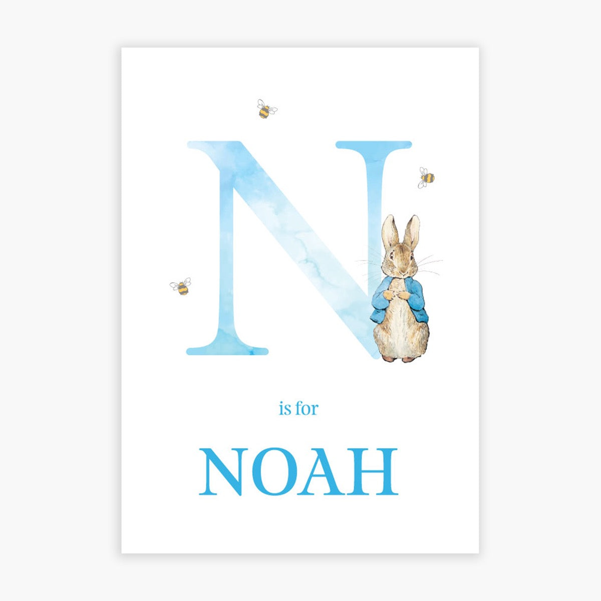 Peter Rabbit Print - Blue Letter and Personalised Name – www.themed.co.uk