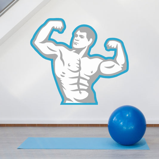 Gym Wall Sticker - Bodybuilder Flexing Silhouette