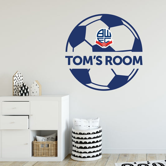 Bolton Wanderers FC Ball & Personalised Name Wall Sticker