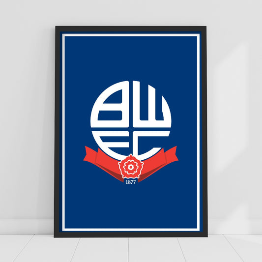 Bolton Wanderers FC Crest Blue Background Print Poster