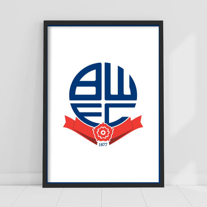 Bolton Wanderers FC Crest White Background Print Poster