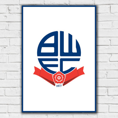 Bolton Wanderers FC Crest White Background Print Poster