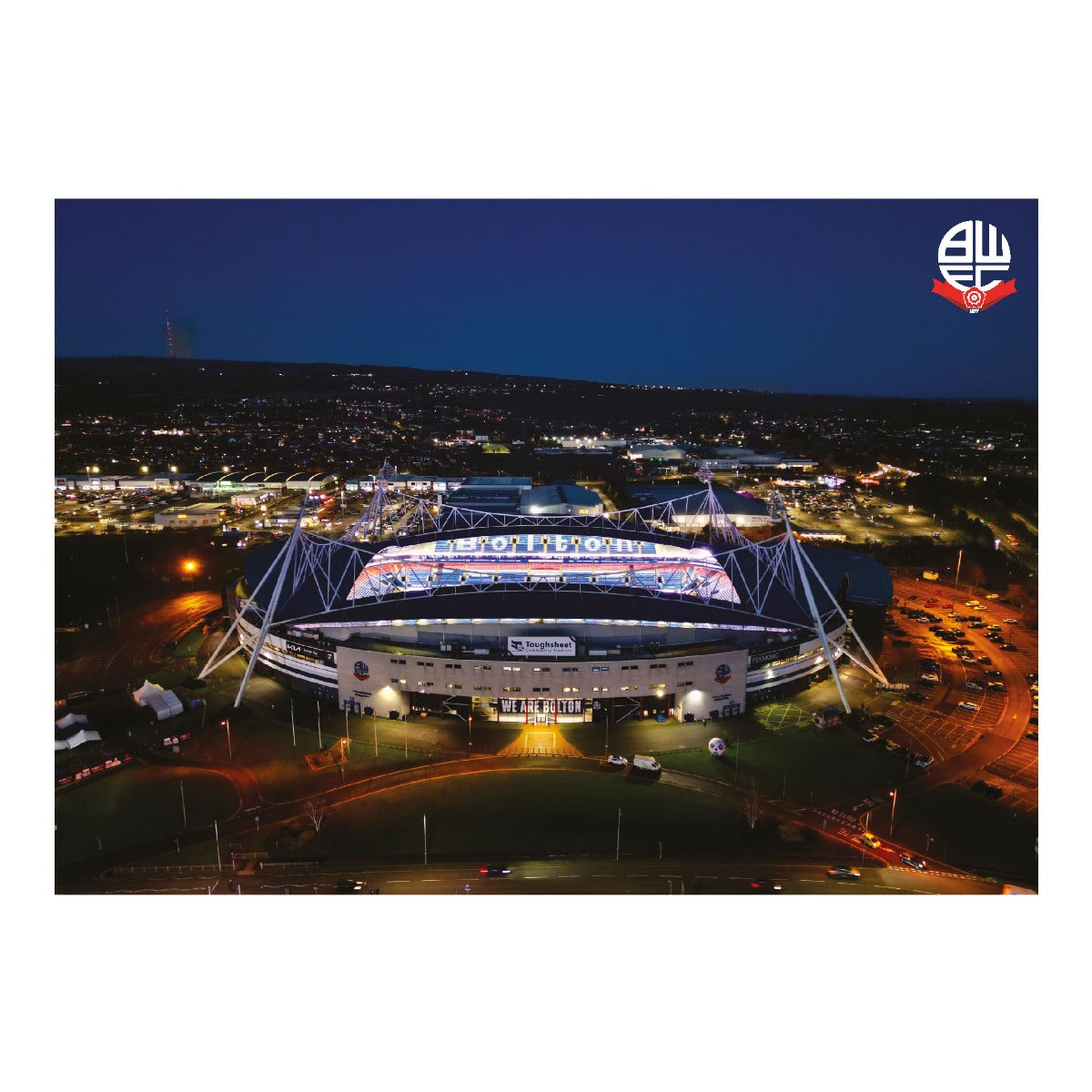 Bolton Wanderers FC Stadium Night Time Print Poster