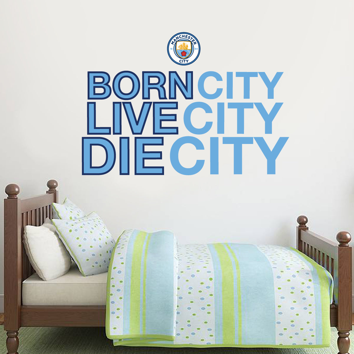 Manchester City Born Live Die City Wall Man City Crest Wall Sticker