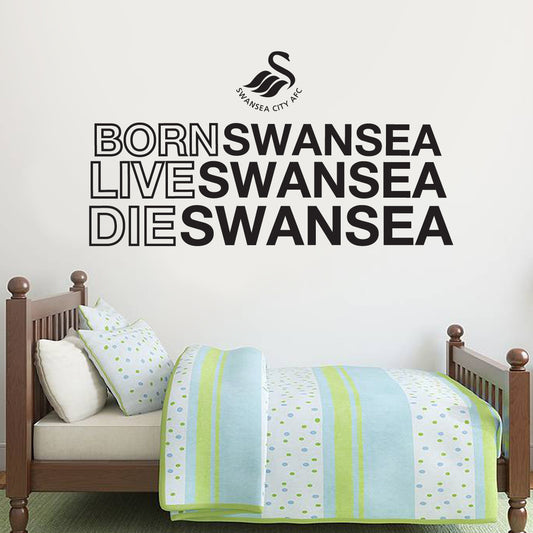 Swansea City Born Live Die Crest Design Wall Sticker Vinyl