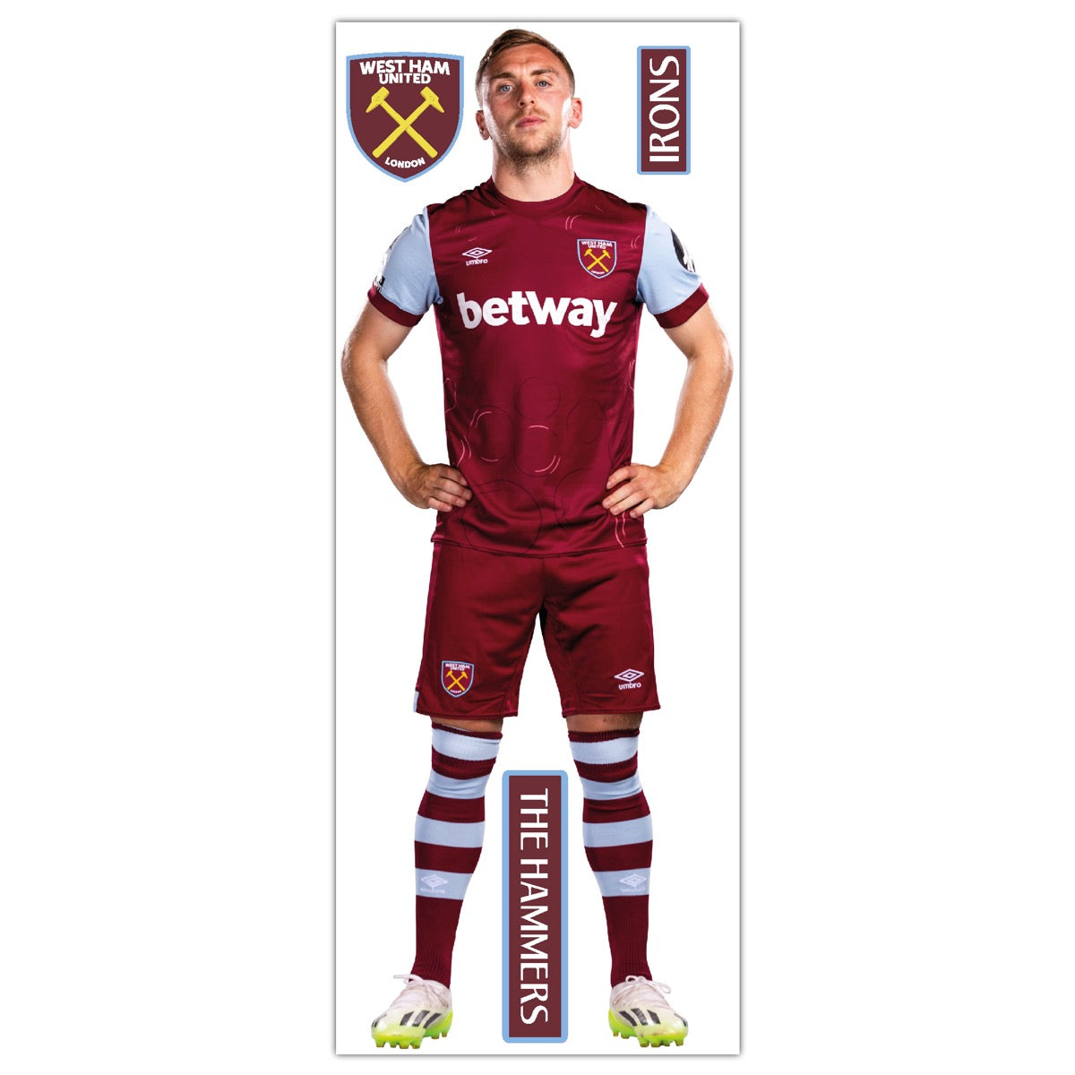West Ham United Football Club - Bowen 23/24 Player Wall Sticker + Hammers Decals