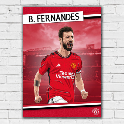 Manchester United FC Print - Bruno Fernandes 23/24 Player Illustration Poster