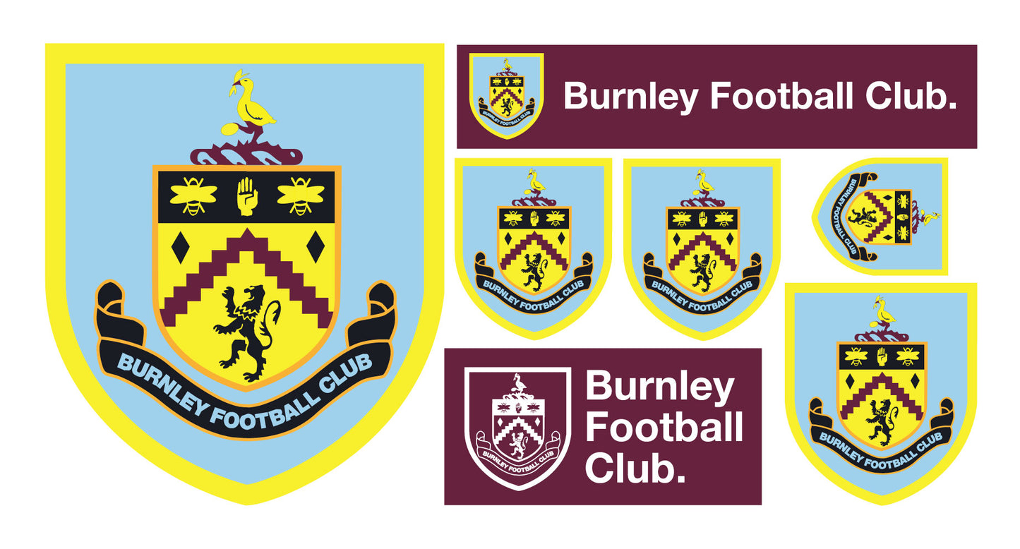 Burnley Football Club - Ball Design & Personalised Name Wall Art + Clarets Wall Sticker Set