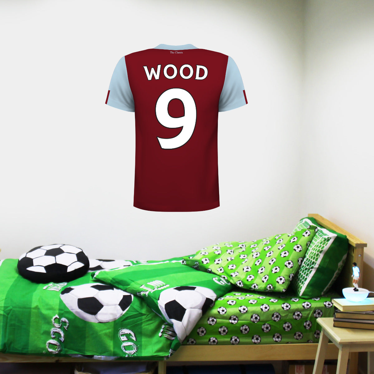 Burnley Football Club - Personalised Name and Number Shirt + Clarets Wall Sticker Set