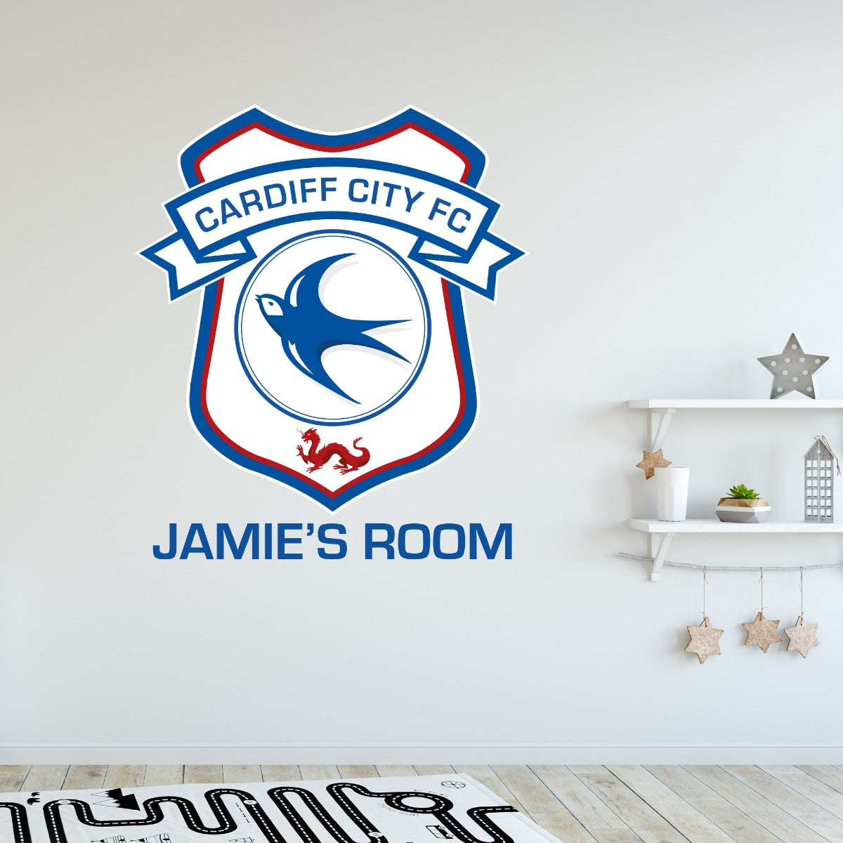 Cardiff City FC - Personalised Name & Crest Wall Sticker