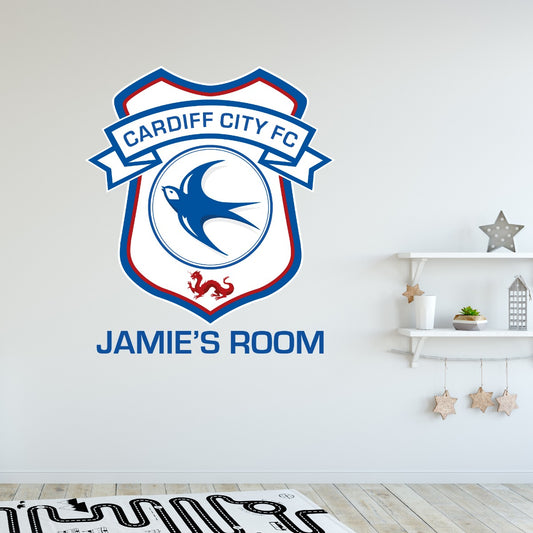 Cardiff City FC - Personalised Name & Crest Wall Sticker
