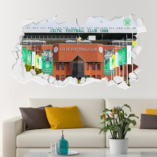 Celtic FC Wall Sticker - Outside Front of Stadium Broken Wall