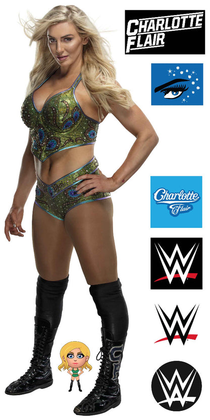WWE - Charlotte Flair Wrestler Decal + Bonus Wall Sticker Set