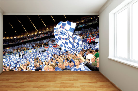 Chelsea FC - Stamford Bridge Stadium Full Wall Mural - Crowd & Flags