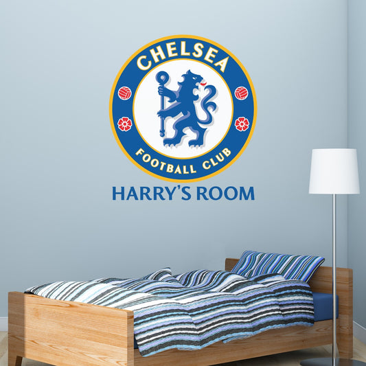Chelsea Football Club - Crest & Personalised Name Wall Mural + Blues Wall Sticker Set