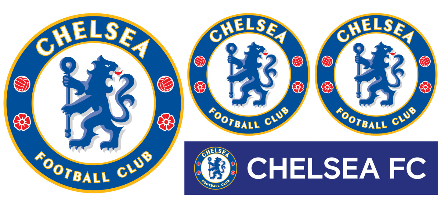 Chelsea Football Club - Crest & Personalised Name Wall Mural + Blues Wall Sticker Set