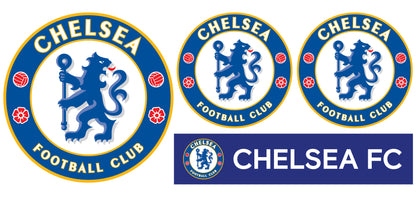Chelsea Football Club - Ball Design & Personalised Name Wall Mural + Blues Wall Sticker Set