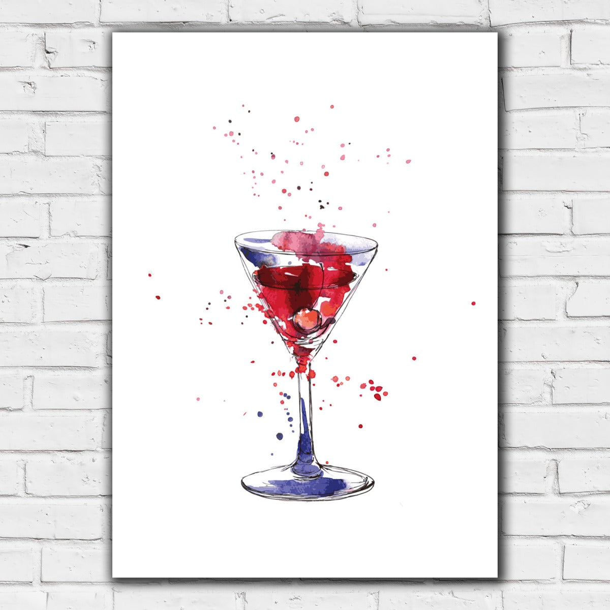 Alcohol Print - Watercolour Cherry Cocktail