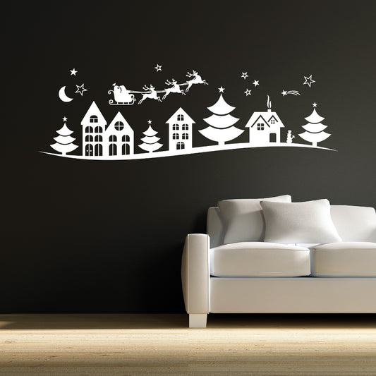Christmas Town Silhouette Wall Sticker