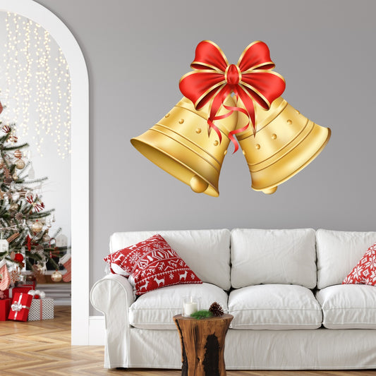Christmas Bells Red Ribbon Wall Decal