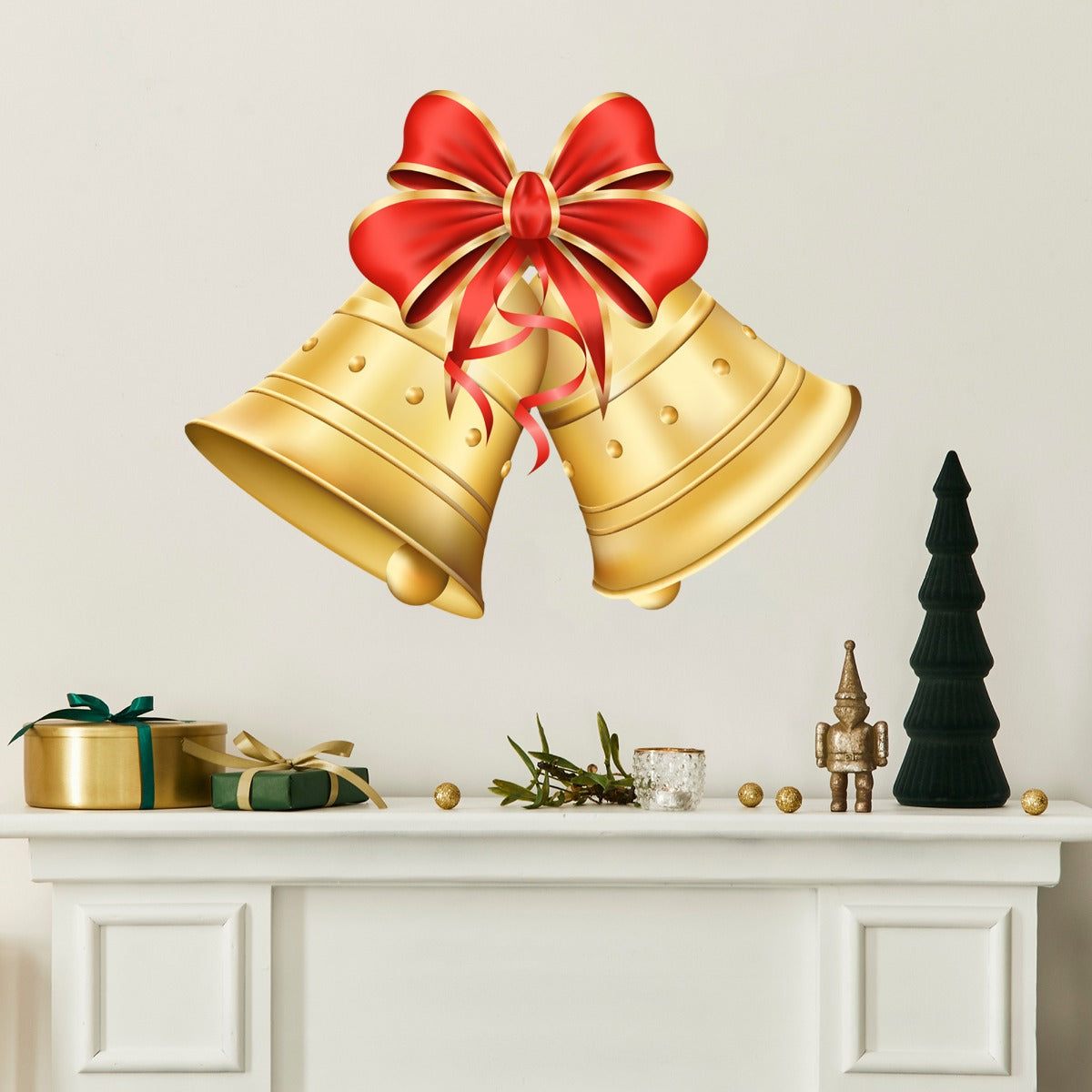 Christmas Bells Red Ribbon Wall Decal