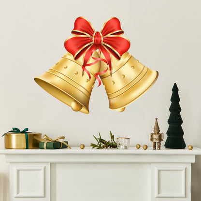Christmas Bells Red Ribbon Wall Decal