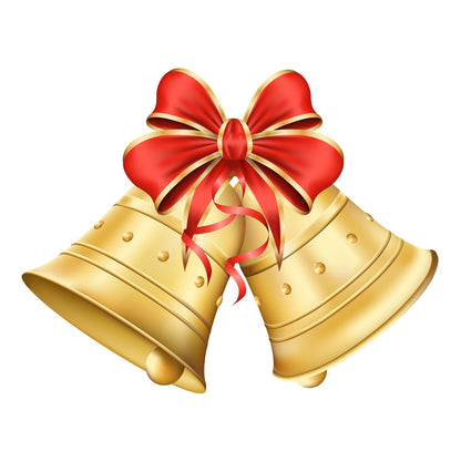 Christmas Bells Red Ribbon Wall Decal