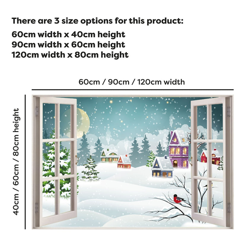Window Sticker Frost Snow Christmas Wall Sticker - Snowy Village Window Wall Decal Xmas Winter ...