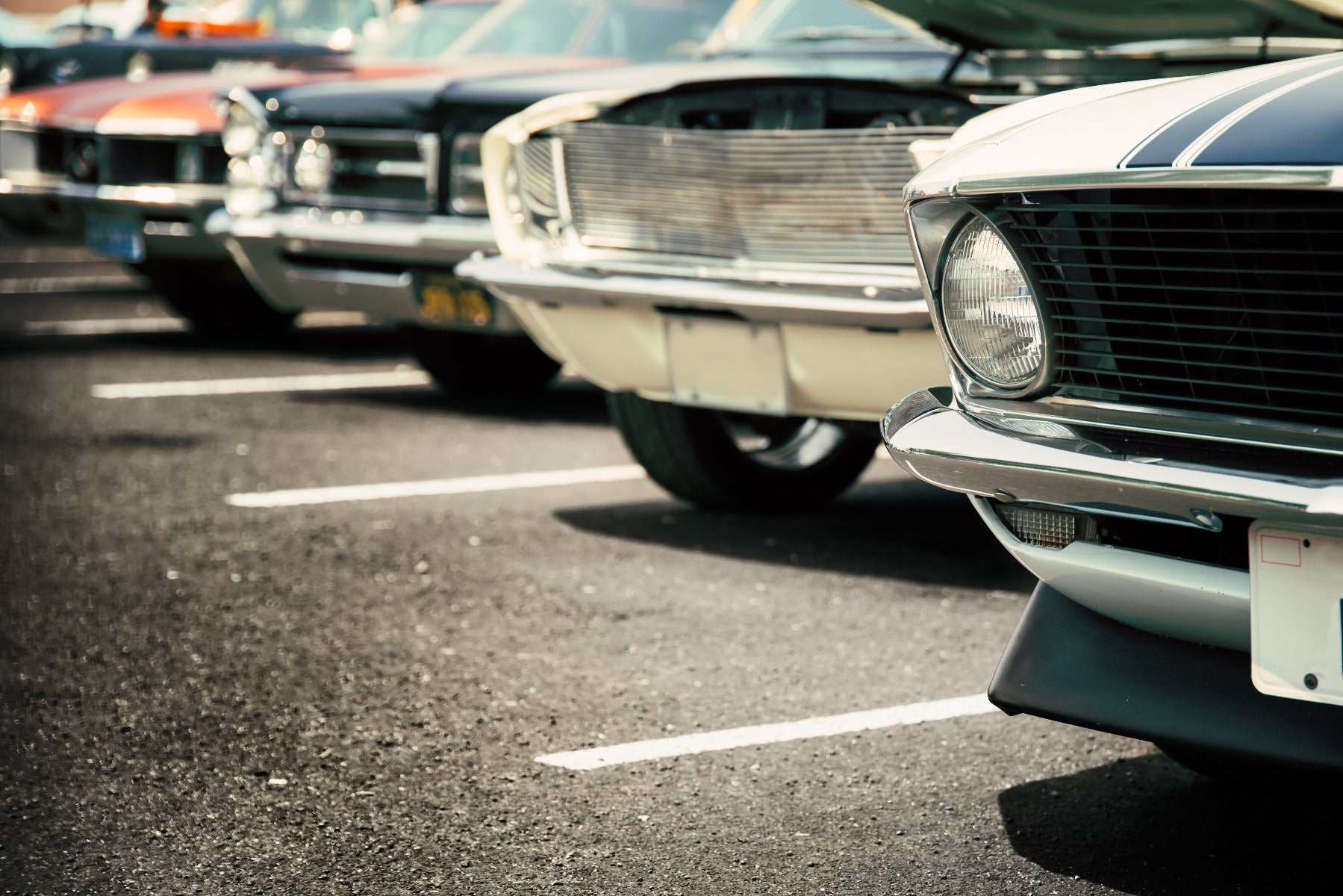 Row of Classic Cars Wall Mural