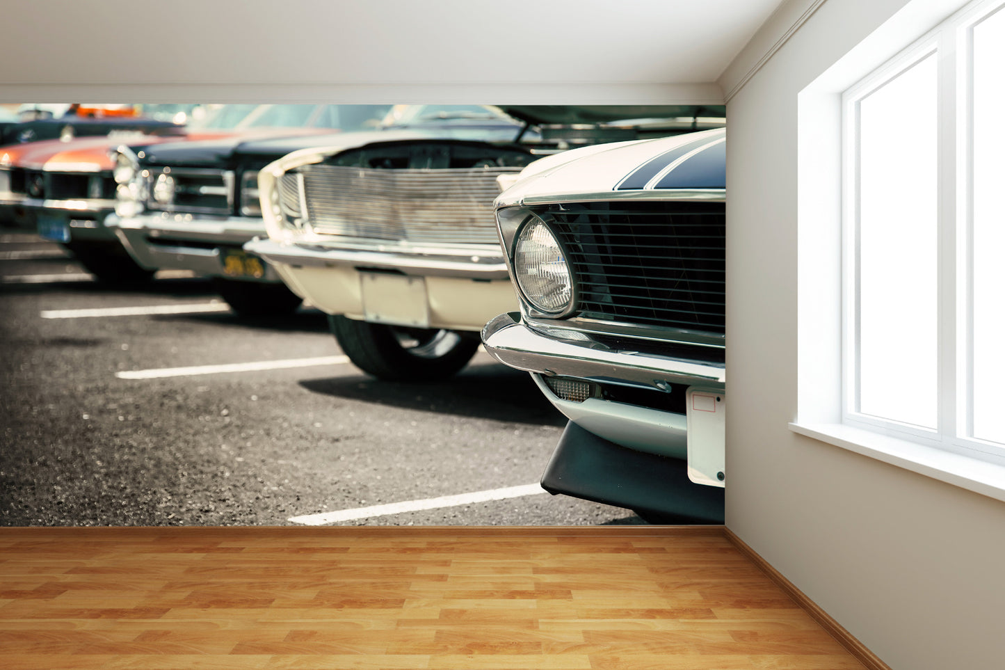 Row of Classic Cars Wall Mural
