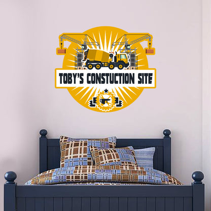 Construction Site Personalised Name Wall Sticker