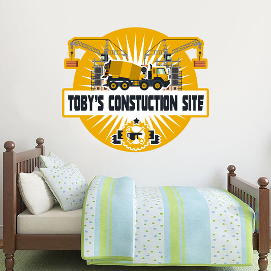 Construction Site Personalised Name Wall Sticker