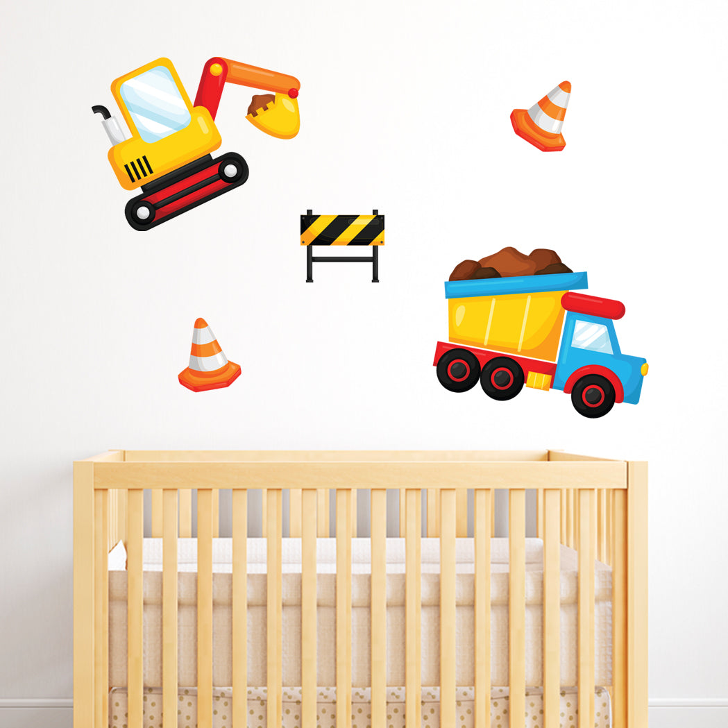 Construction Vehicles Wall Sticker Set – www.themed.co.uk