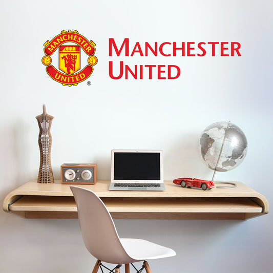 Manchester United Crest and Club Name Wall Sticker