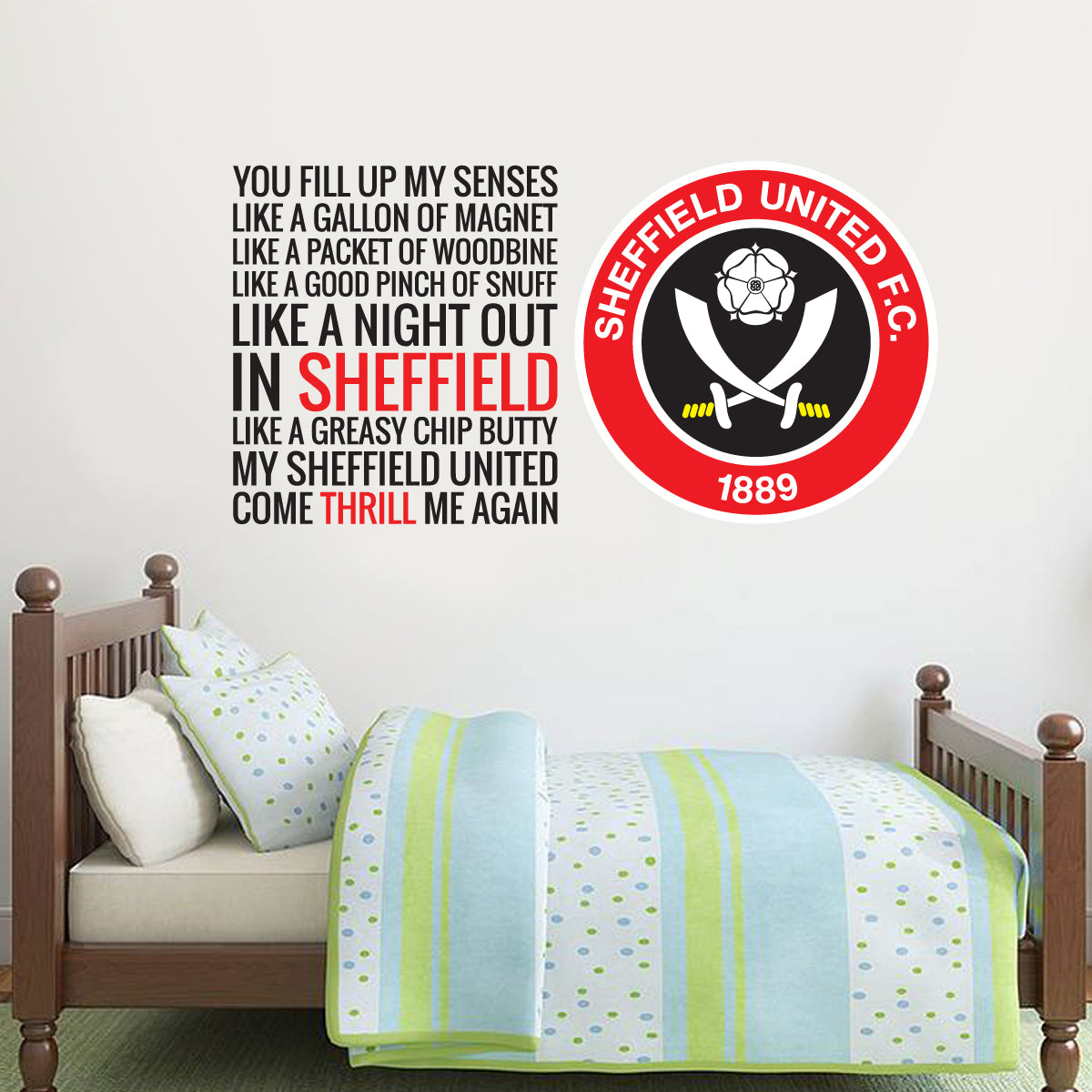 Sheffield United Crest Fill Up My Senses Song Wall Sticker