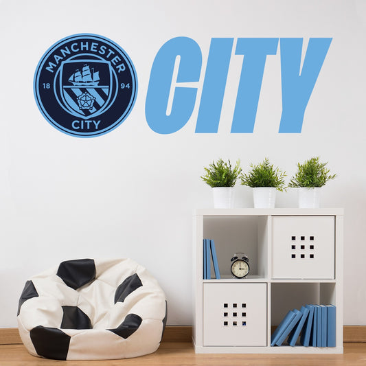 Manchester City Football Club - Crest and CITY Wall Sticker