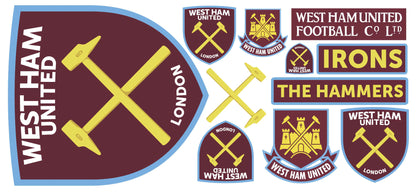 West Ham United Football Club - Hammers Crest with Personalised Name + Wall Sticker Set