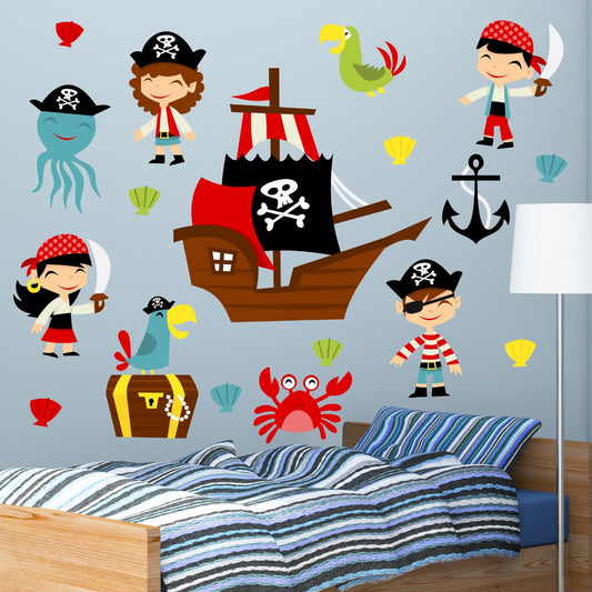 Cute Cartoon Pirate Wall Decal Set