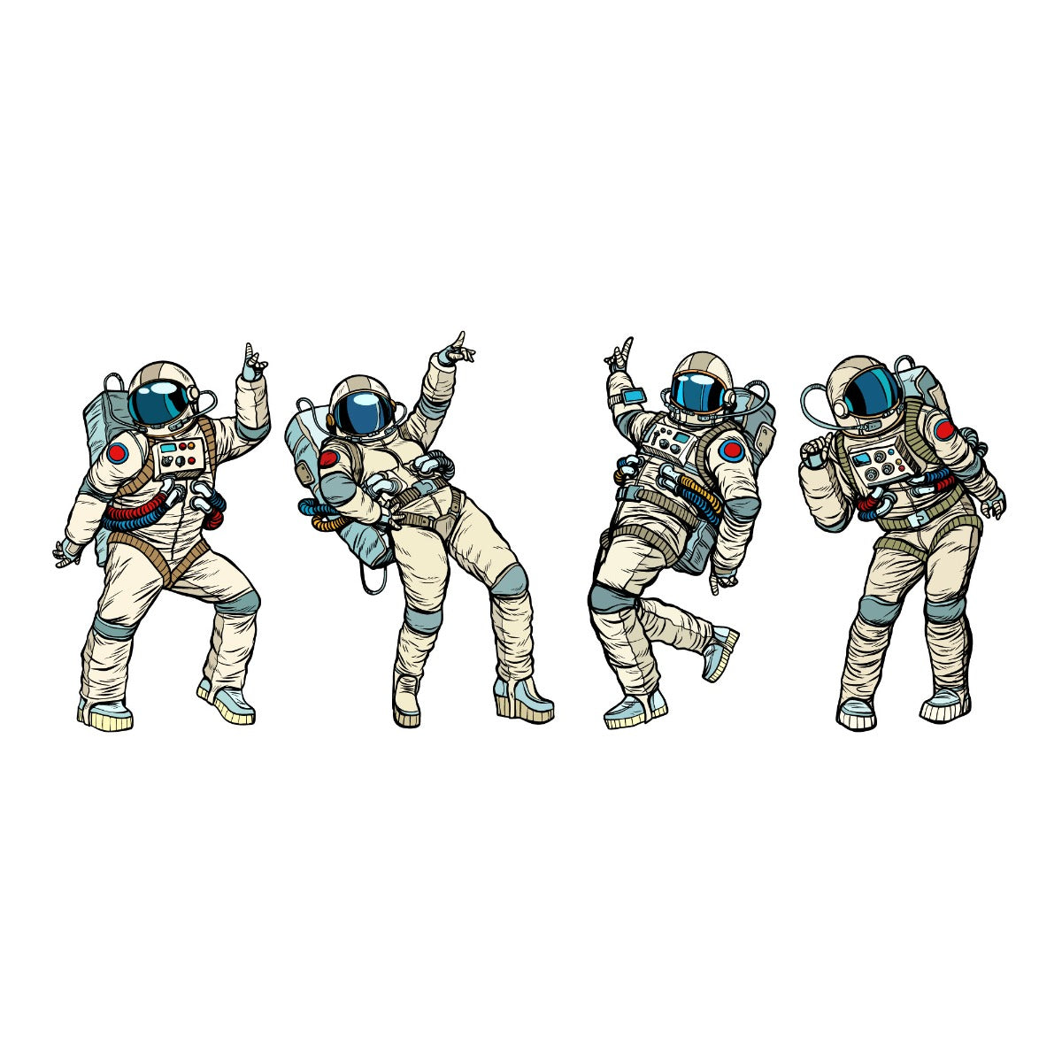 Space Wall Sticker - Dancing Astronauts Set of 4