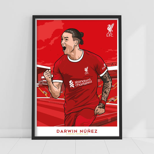 Liverpool FC Print - Darwin Nunez 23-24 Illustration Poster